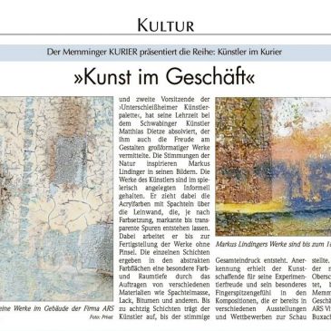 Memmingen Kurier Zeitung, Markus Lindinger, Ars Vivendi Memmingen, Kunst im Geschäft 2015